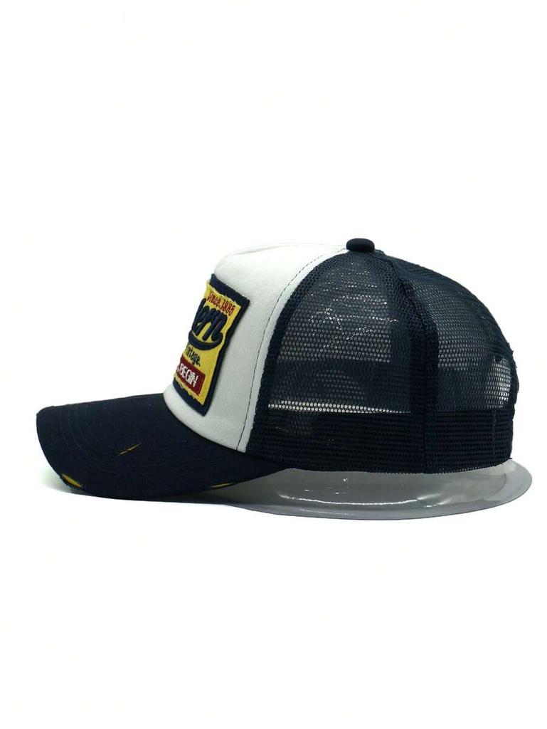 Unisex Breathable Mesh Baseball Cap With Embroidered Patch For Outdoor Casual Wear
