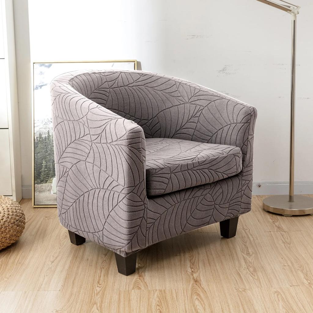 Leaves Jacquard Tub Chair Cover Anti-dirt Stretch Armchair Slipcover All-inclusive Single Club Sofa Cushion for Living Room