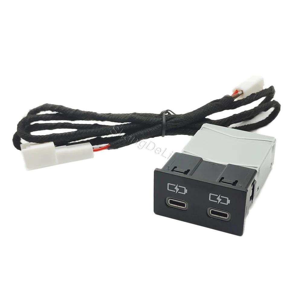 Car Fast Charger Dual TYPE-C PD Port Charging Interface Adapter for Toyota Camry For Corolla RAV4 Land Cruiser 18-22