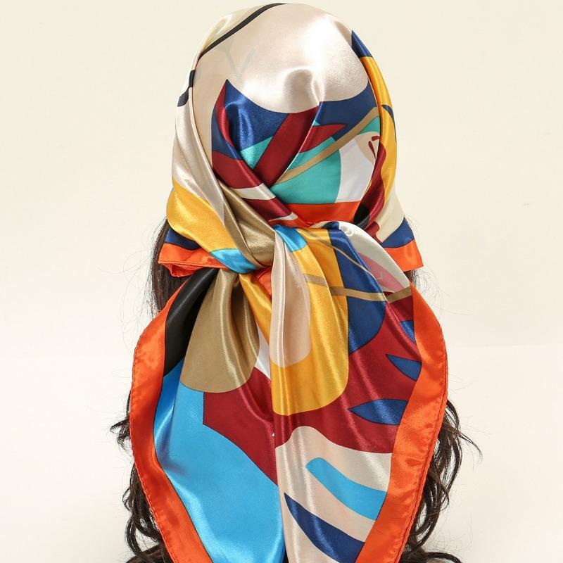 Retro Cartoon Flower Simulation Silk Small Silk Scarf Women's Spring and Autumn Decorative Scarf Square Scarf Thin Scarf Printed Yarn Scarf