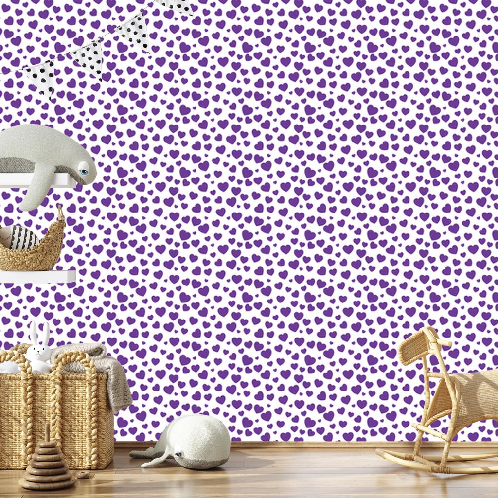 Heart Wallpaper White, Purple, Lavender and Light Gray 50x1000