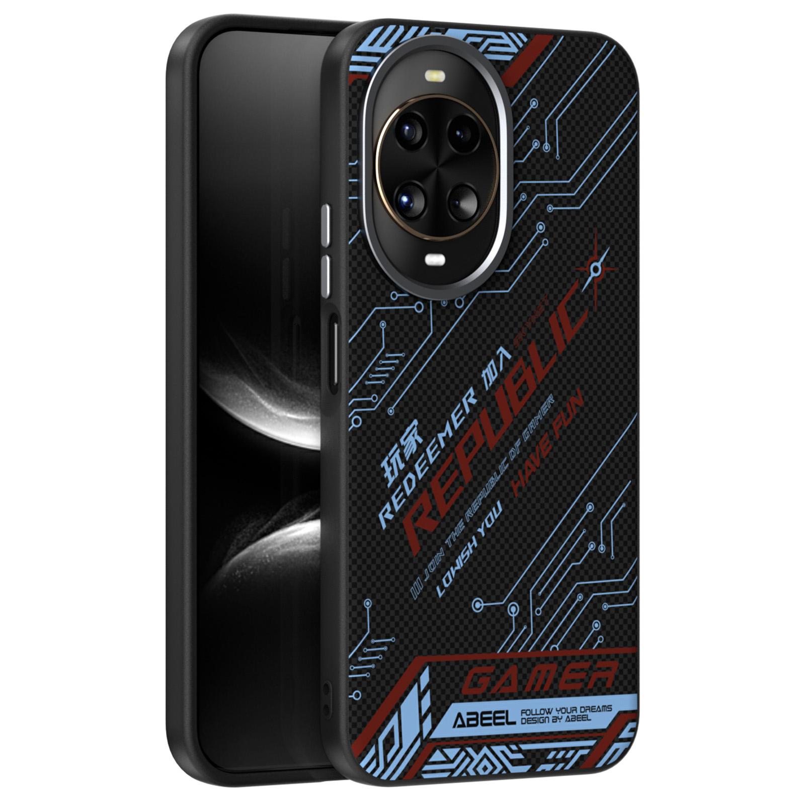 

ABEEL For Huawei nova 14 5G Magnetic Case Micro-Embossing 6D Printed PC TPU Aluminum Alloy Leather Phone Cover B