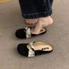 Fashion Elegant Ballet Flat Shoes Soft Fairy Style Velvet Mary Janes French Vintage Leisure Rubber Sole Adult Footwear from Mainland