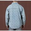 Men's Retro Washed Jacquard Denim Jacket - Spring & Autumn Trend