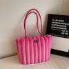 2024 Women's Plush Striped Tote Bag: Large Capacity, Fashionable, Versatile Shoulder/Handbag