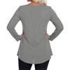 Ladies' Casual And Fashionable Round Neck Collar Lace Long Sleeved Solid Color T-shirt Plus Size Top