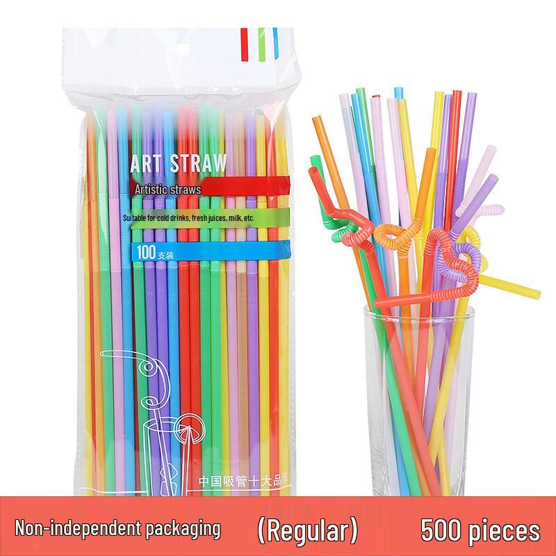 ZISIZ Disposable Colorful Art Straws