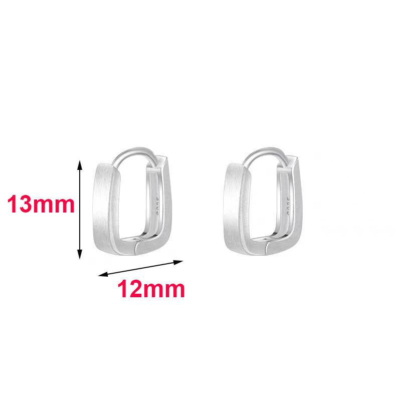 Real 925 Silver Matte Surface Geometric Hoop Earrings For Women Classic Fine Jewelry Exquisite Accessories