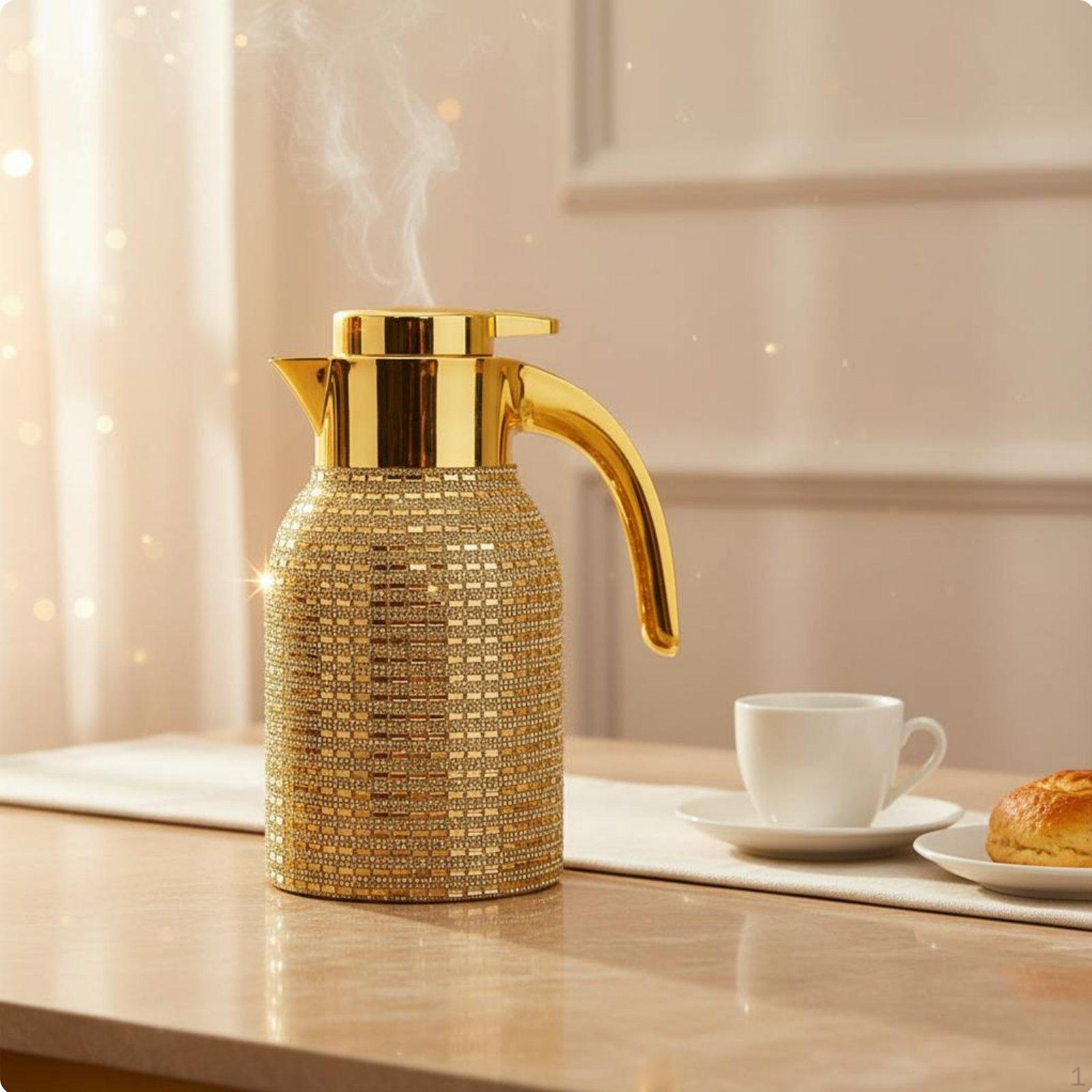 Rhinestone Thermal Pot Double Walled Glittering