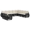 Garden Sofa Set 10 Pcs Black and Cream White Poly Rattan