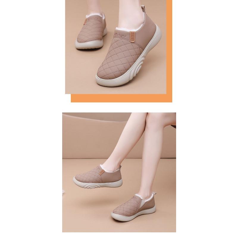 Women's Genuine Sheepskin Winter Boots Beijing Style, Slip-Resistant Thick Sole Slip-On Snow Booties, Plush Lined Warm Comfortable Ankle Boots