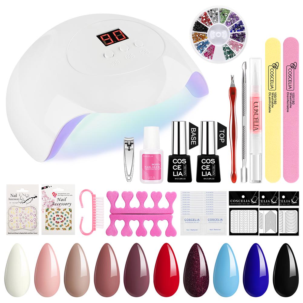 Buy COSCELIA 10pcs Nail Gels Polish Nail Dryer Lamp Soak Off Color Gels