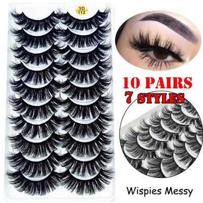Wispies Flauschiger Mehrschichtiger Effekt Volles Volumen Dickes 3D Nerzhaar Wimpernverlängerung Falsche Wimpern