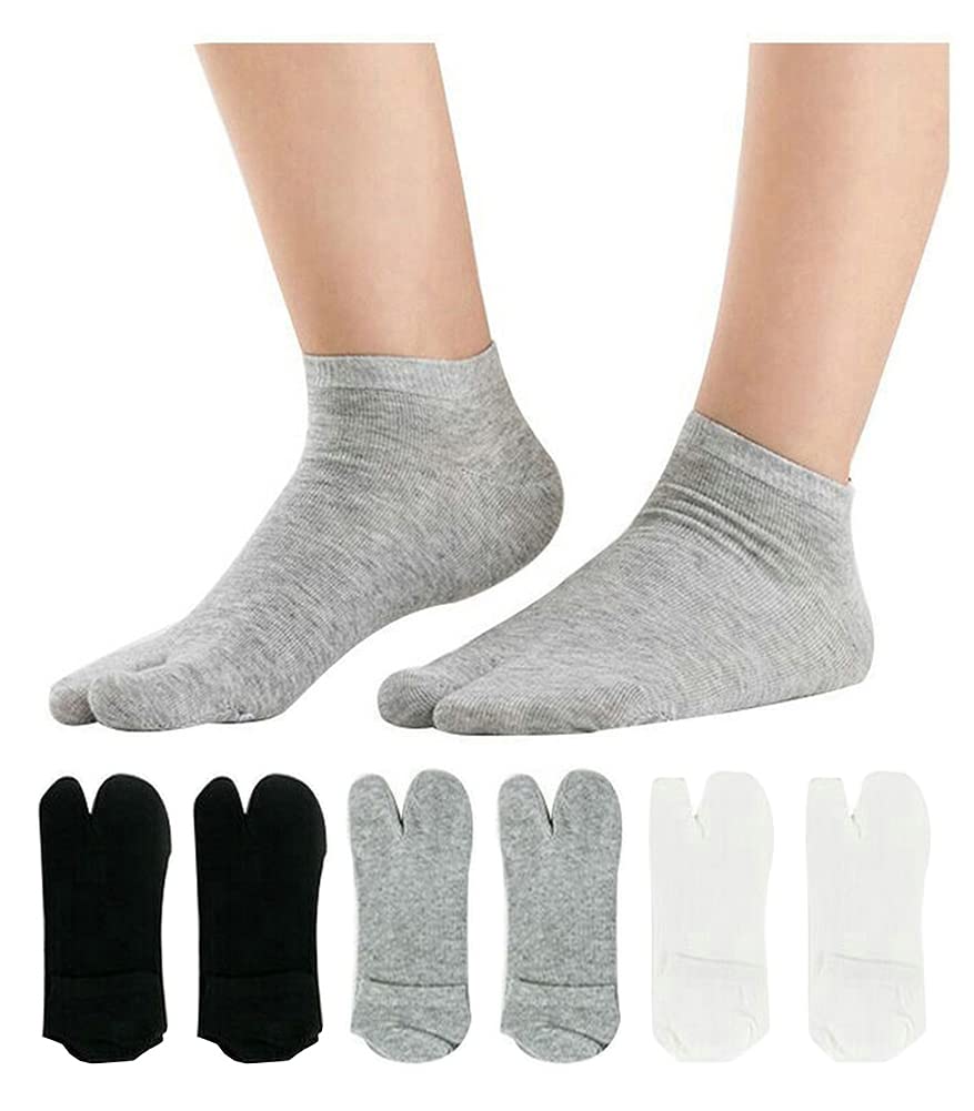 WIOIW Women's Two-Toe Tabi Socks, Cotton, for Sports, Casual Wear, Commuting, and School, Set of 6