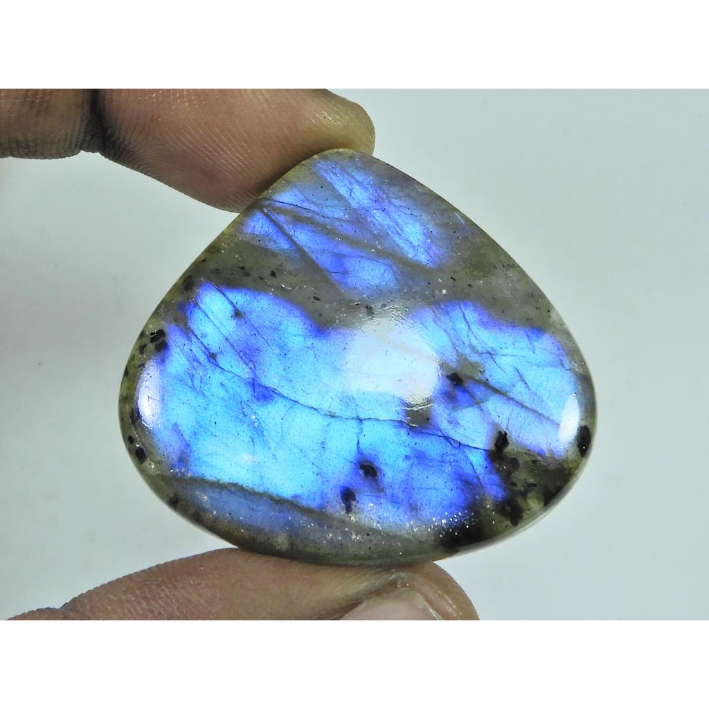 79Cts.Natural Labradorite Blue Flash Pear Cabochon Loose Gemstone 35X39X07MM B-315