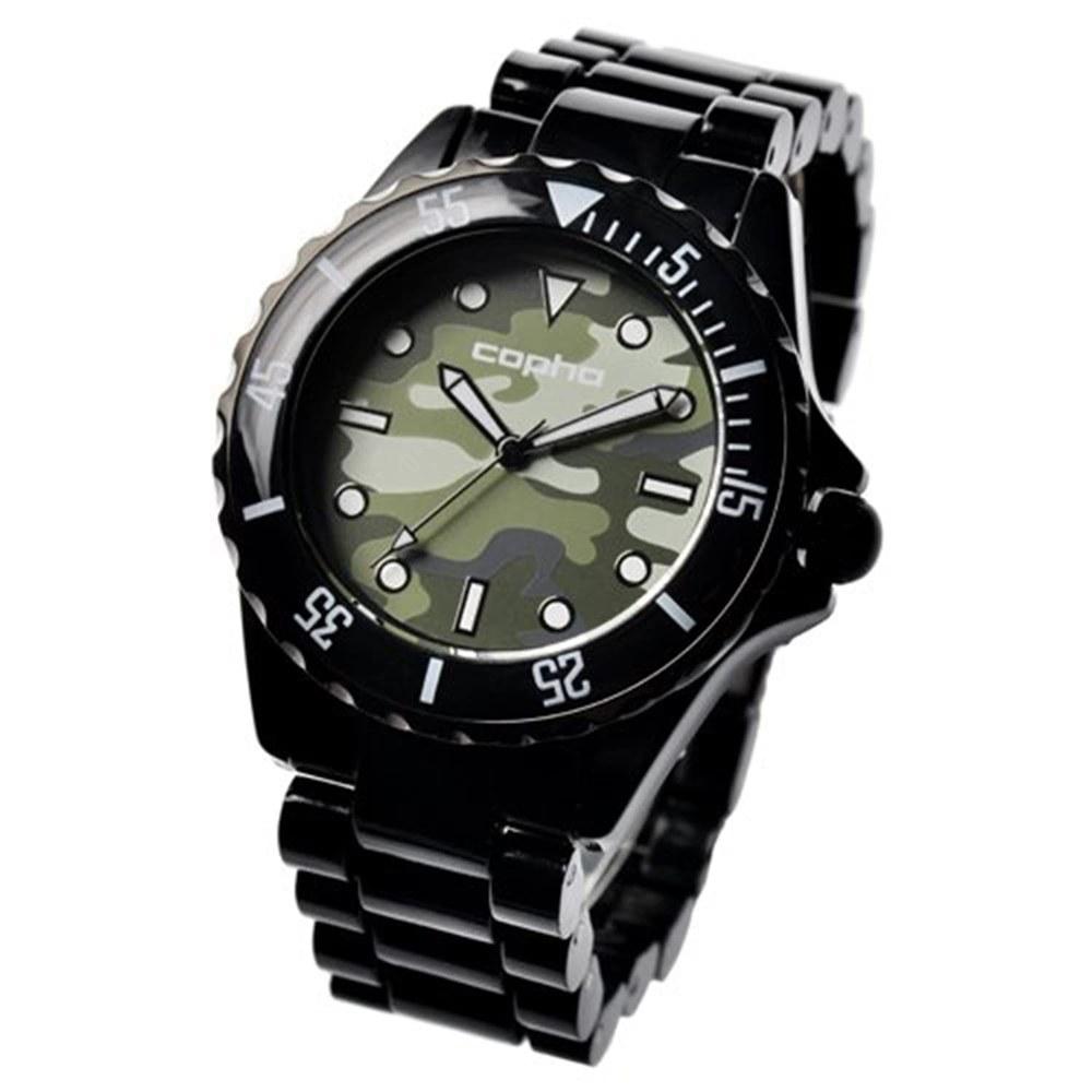 Copha Swagger Camo Unisex Diver Watch Quartz Waterproof Green Dial Black Belt Official Import