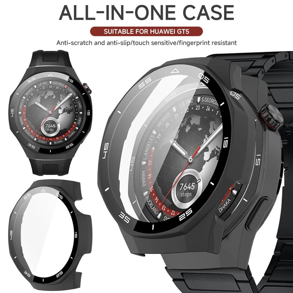 Pouzdro pro Huawei Watch GT 5/GT5 Pro 46mm Ochranné sklo na displej a Pevný PC Ochranný nárazník Kryt Huawei GT5 Příslušenství