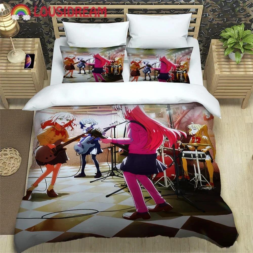Comfortable Anime Print Bedding Set With Duvet Cover And Pillowcases King Queen Twin Sizes For All Ages