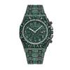 Men Full Iced Out Green Crystal Watch Arabic Numeral Dial Quartz Wristwatch Alloy Band Calendar Hip Hop Bling Jewelry Watches