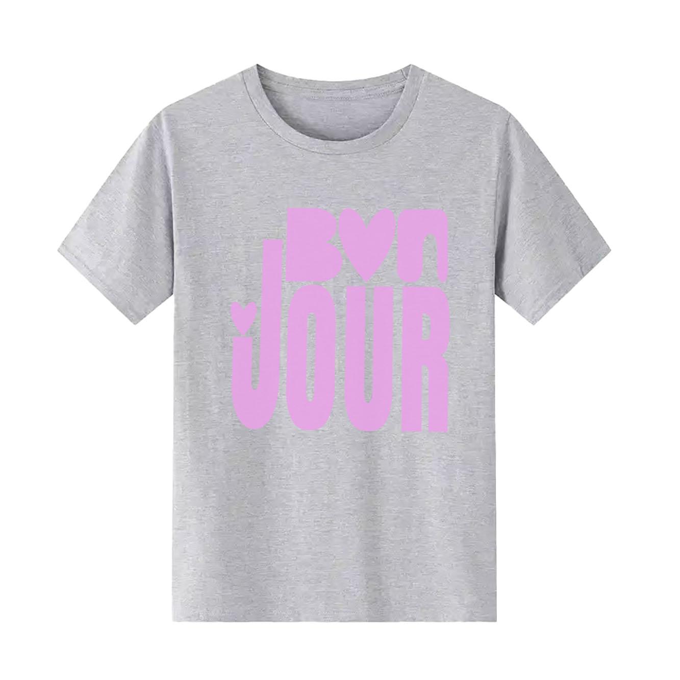 Fashionable Letter Print TShirt Casual Short Sleeve Round Neck Versatile Womens TShirt Suitable for All Seasons S