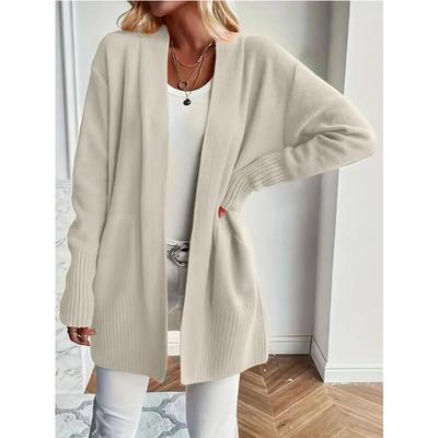 Große Größe Damen Strickpullover Strickjacke Jacke, Lässig, Schlicht, Atmosphärisch, mit Tasche Schal Pullover