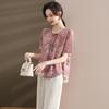 YUZHAOLIN Women's New Chinese Style Summer Short Sleeve Set