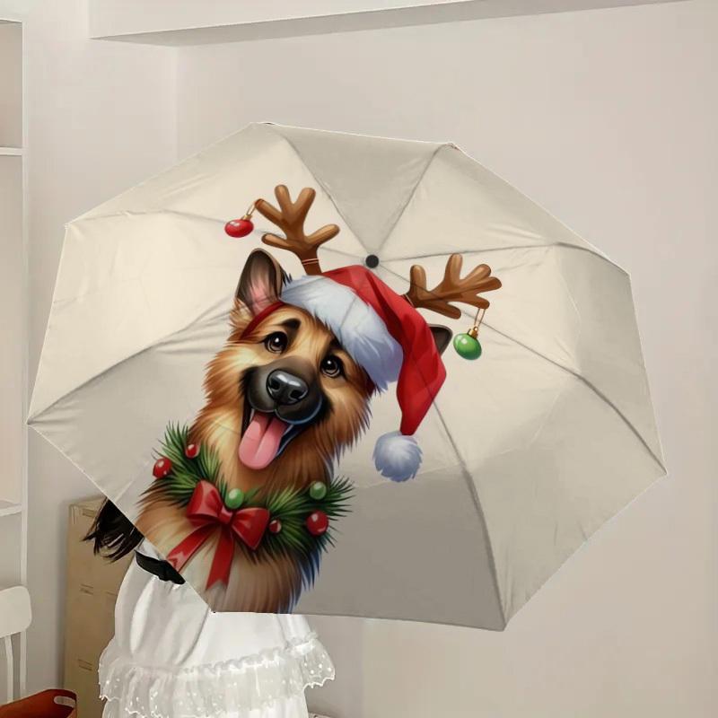 1pc Christmas Dog Decorations Umbrella with Plastic Handle,Suitable for All Seasons Home Travel Outdoor UmbrellaDD236