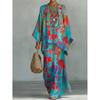 16 European and American artistic sense abstract graffiti cotton and linen set, round neck bat sleeve top + wide leg pants loose two-piece set
