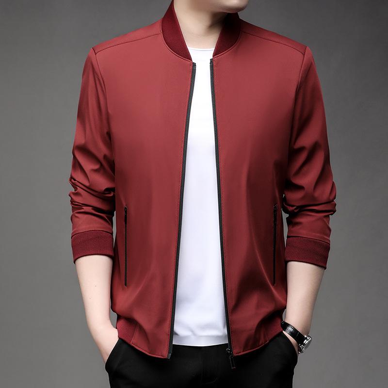 Autumn 2025 Men's Stand Collar Loose Fit Jacket - Urban Solid Color, Long Sleeve, Simple Style