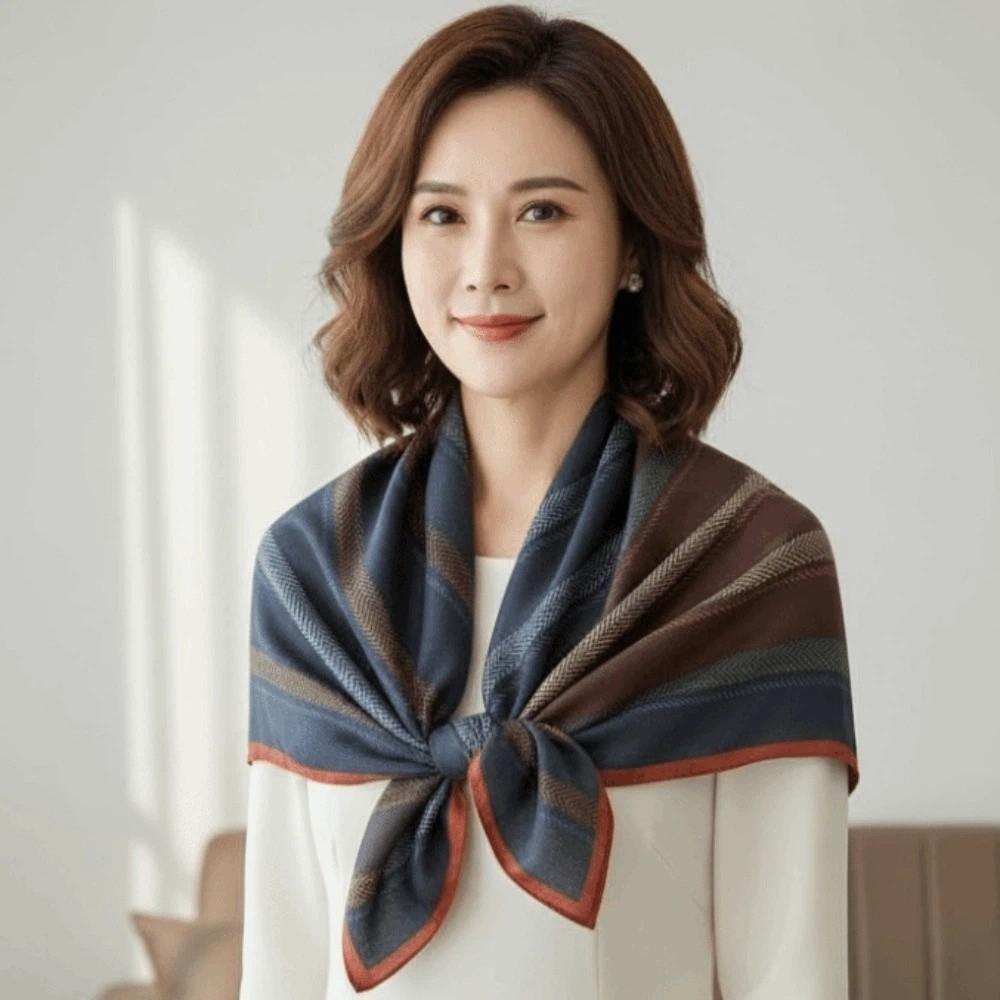 Sunscreen Double-sided Printed Silk Scarf Lightweight Retro Patterned Square Shawl  Spring