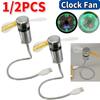 1/2Pcs Portable Clock Fan Time Temperature Real Time Display 5V USB Powered Metal Mini Fan Flexible for Laptop PC Notebook