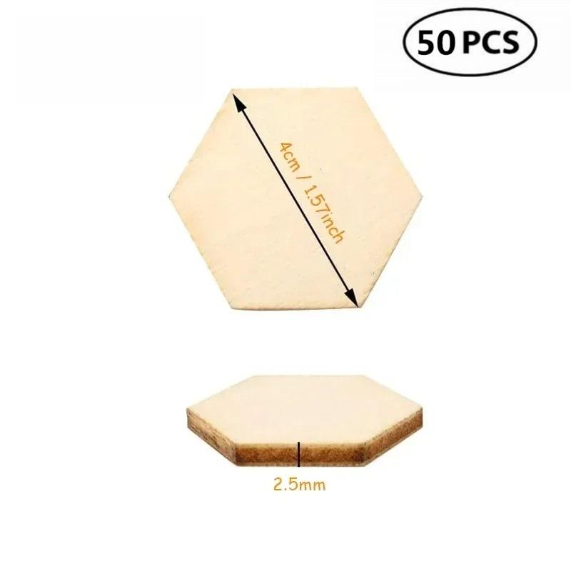 10-120mm Wooden Hexagon Blank Slices Unfinished Wood Discs Hanging Embellishments Art Crafts for DIY Crafting Wedding Christmas