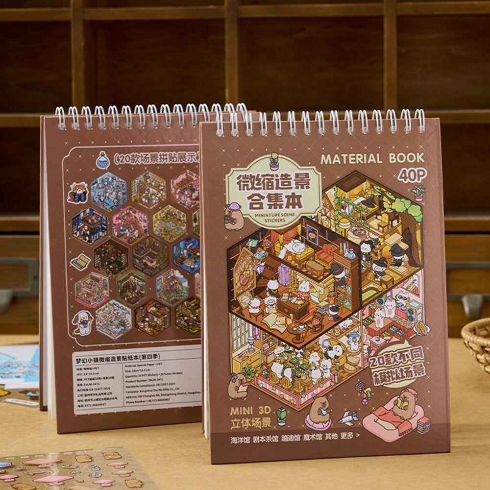 Decompression Miniature Landscape Sticker Collection PET Miniature Scene Collage  Toy