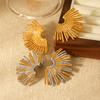 Two Tone Radiant Fan Earrings Hypoallergenic Titanium Steel Women's Light Luxury Small Earring Accessories