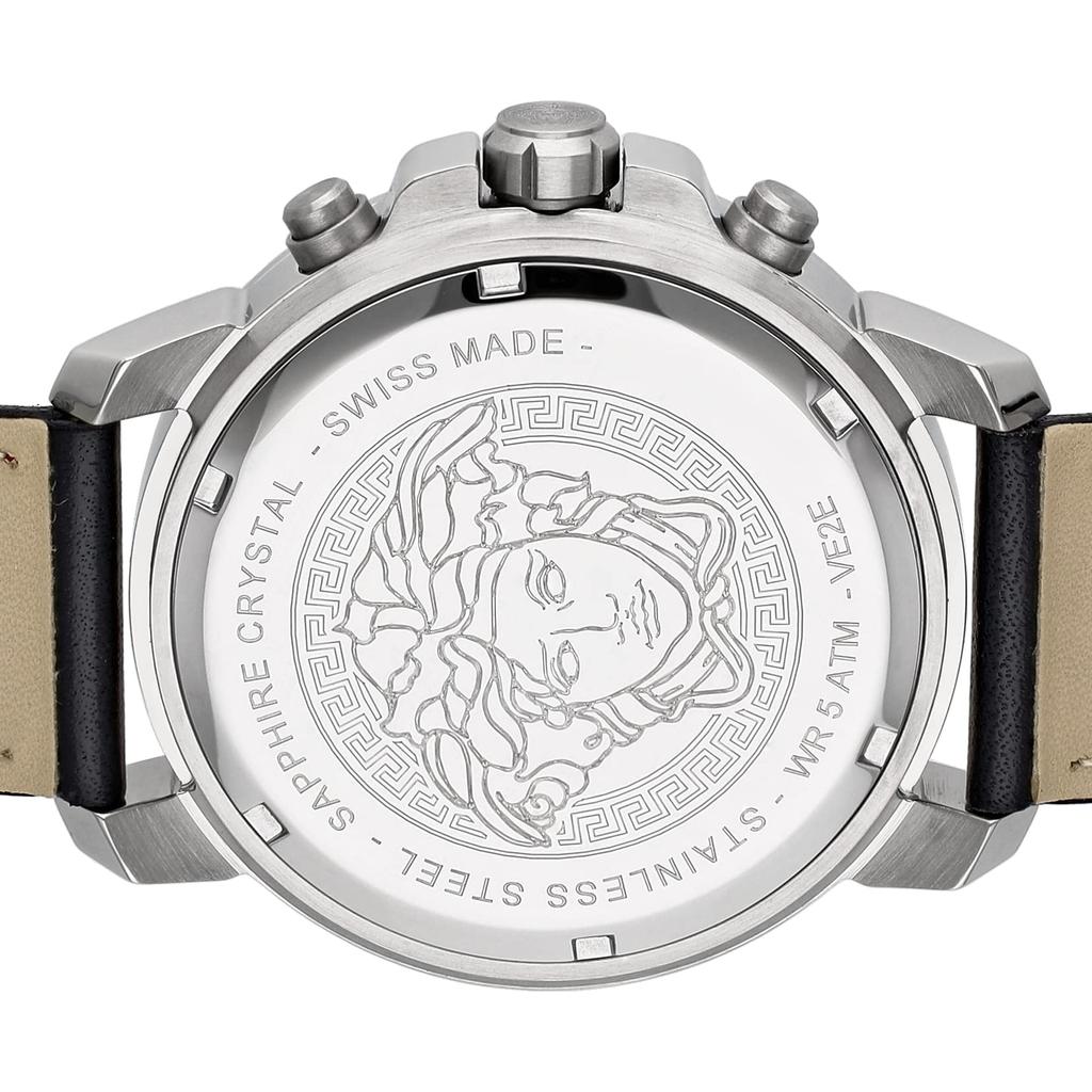 Pánské hodinky Versace, nový chronograf, černý ciferník, nerezová ocel, safírové sklo, quartz, 45 mm, švýcarské hodinky VE2E00121 [Položka]
