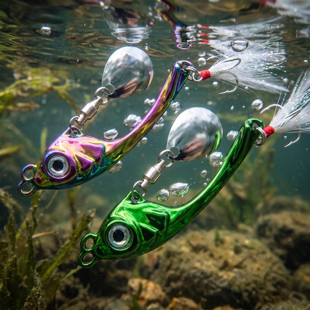 Colorful Alloy Spinnerbait with Long Vibrating Action for Fishing