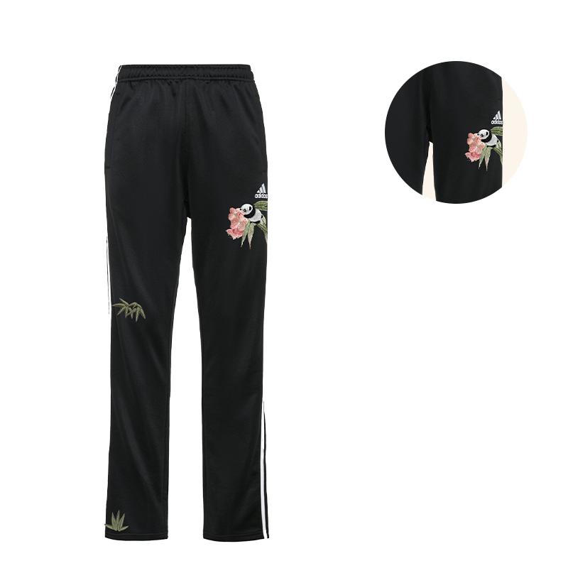Adidas Chinese Embroidered Panda Versatile Side Stripe Straight Leg Retro Outdoor Knitted Sports Pants Unisex Pants TR30PR-BW(TEAM702-BW11)