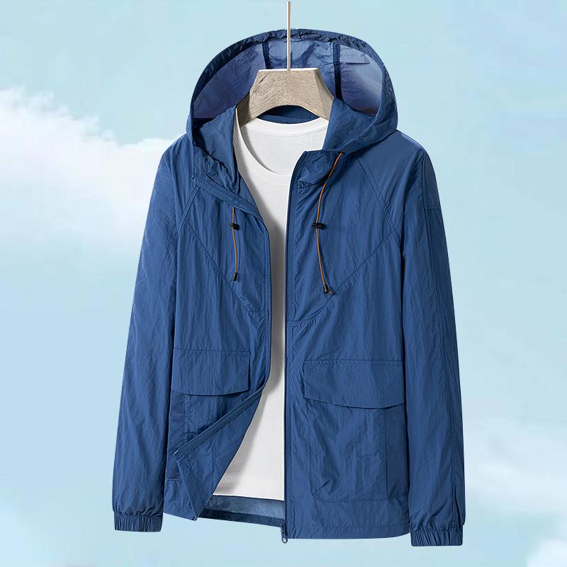 

Upf 50+ Unisex Light Breathable Outdoor Waterproof Coat Sun Uv Quick Dry Protectionacket Hooded Soft Jackets XS синий