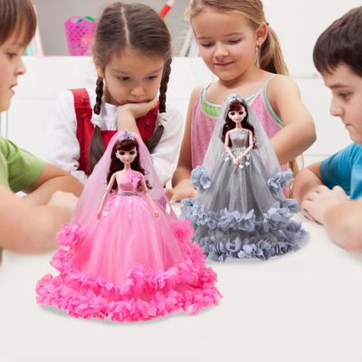 Adorable Doll Wedding Girl Toy Safe Movable Joints Big Eyes Bubble Dress Birthday