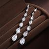 ZAKOL Gorgeous Water Drop Zirconia Long Dangle Earrings Women Sliver Color Shiny Zircon Crystal Bridal Earring Party Zircon