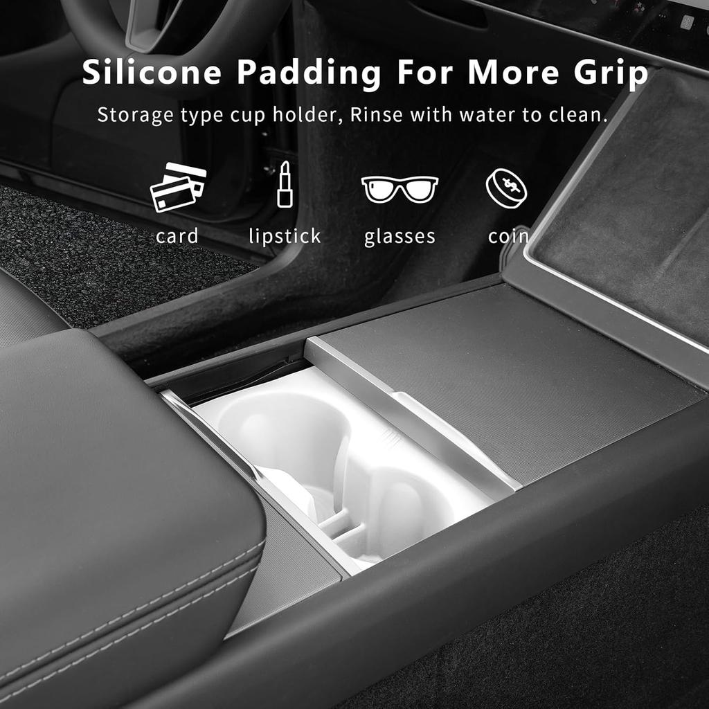 For Tesla Model 3 2024-2026 Highland Center Console Cup Holder Inserts Model Y 2026 Juniper Center Console Liner Coasters Mat
