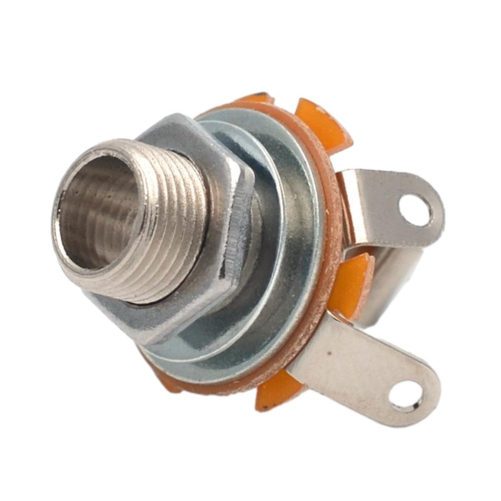 Guitar 1/4Inch (6.35mm) Mono Jacks Socket Chrome Nut and Washer, Electric Guitar Input Jacks For Electric Guitar Bass