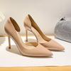Nude Waterproof Table High Heels Women's Stiletto 2026 New Versatile Temperament Pointed Single Shoes Sexy Patent Leather Red Soles