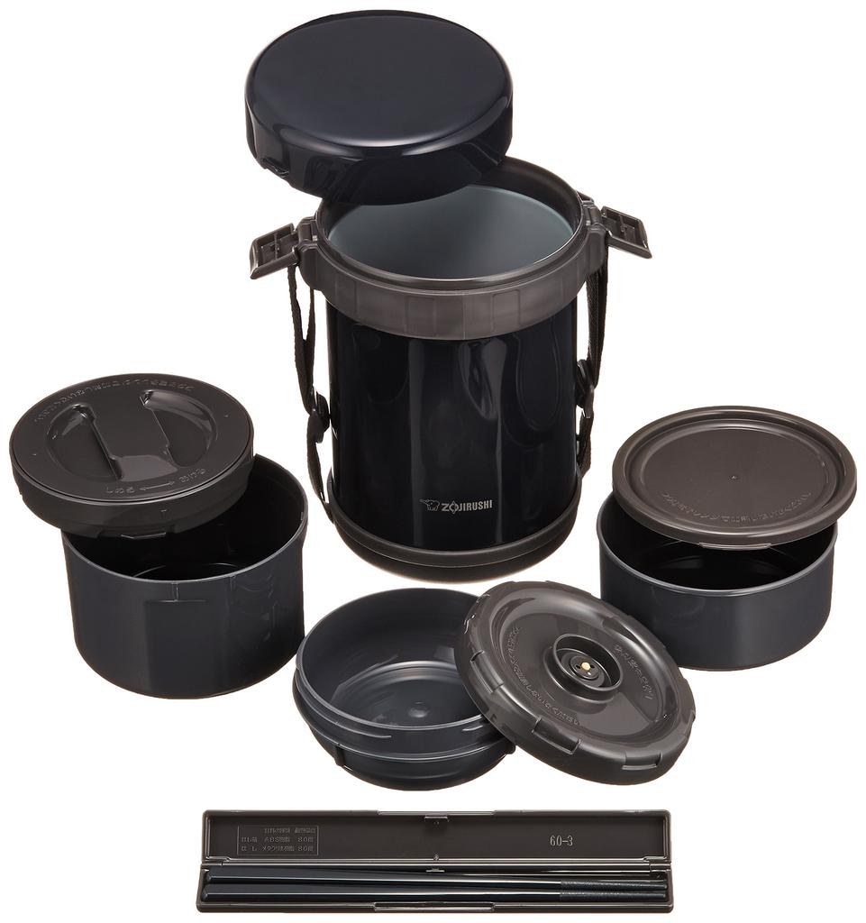 Zojirushi Insulated Stainless Steel Lunch Navy Holds approximately 3 cups of rice (ZOJIRUSHI) Box, Black, (SL-GG18-BD)