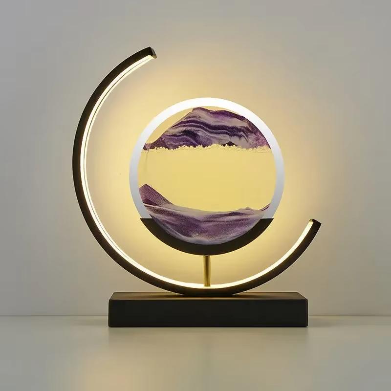 Sandscape Moving Sand Art Picture Table Lamp Quicksand 3D Dynamic Liquid Hourglass Flowing Sand Painting Bedroom Home Decor Gift