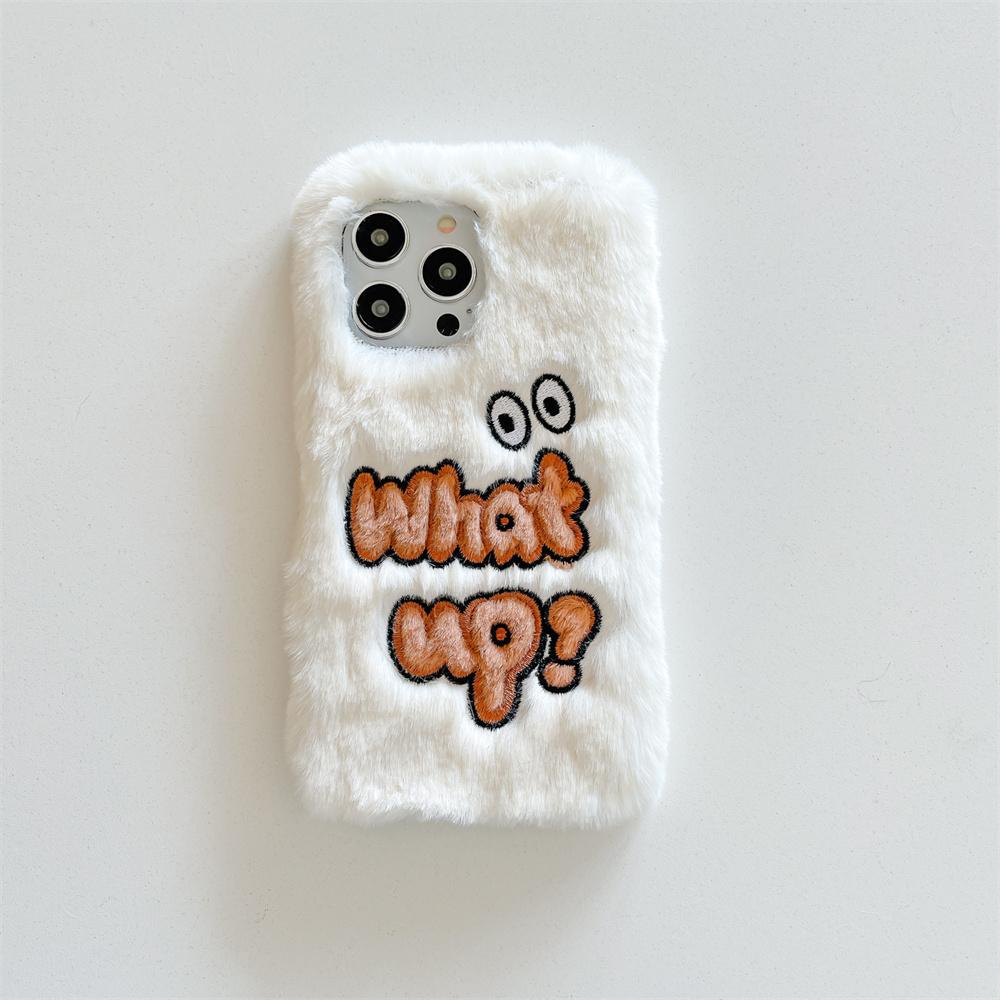 Plush Street Style Cartoon Eye Fashion Soft Phone Case for iPhone 17 Pro Max 16 15 14 13 Pro Cute Girly Fuzzy Protective Cover
