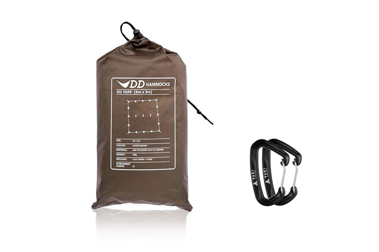 

DD Tarp Tarp 3x3 wholesale from UK High breaking strength with carabiner [Direct manufacturer] (Coyote Brown)