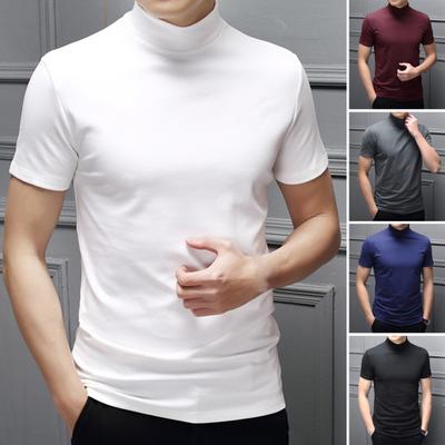 Herren Sommer Oberteil Halber Stehkragen Einfarbige Weicher Pullover Atmungsaktiv Hält Kühl Lässig Kurze Ärmel Herren Sommer T-Shirt Herren Bekleidung