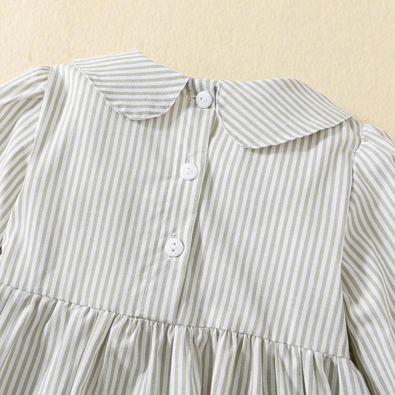 Spring and Autumn New Girls' Dress Embroidered Pumpkin Halloween Long Sleeve Striped Princess Dress