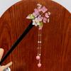 Ebony Ancient Wind Hairpin Exquisite Disk Pull Hair Glazed Beads Flowers Tassel Step Shaking Hanfu Ancient Costume Hairpin Hair Accessory